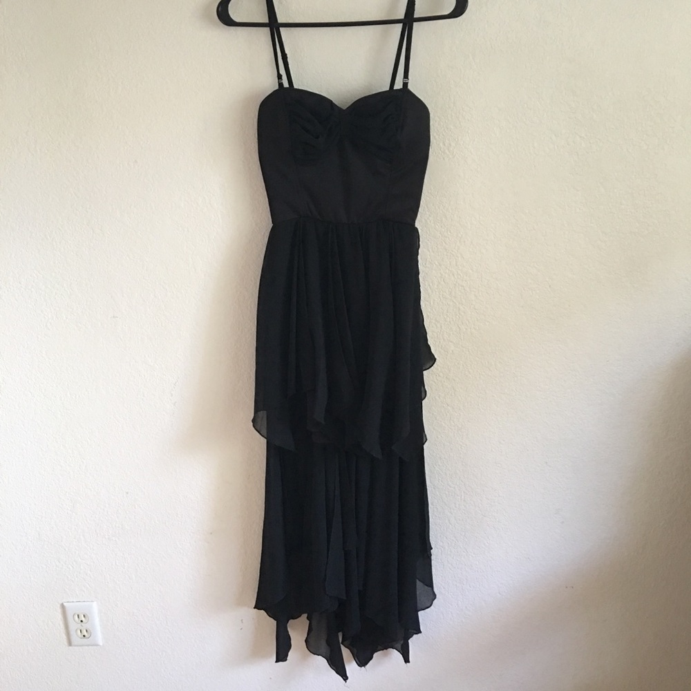 Sans Souci Black Bow Ruffle Hi-Low Dress